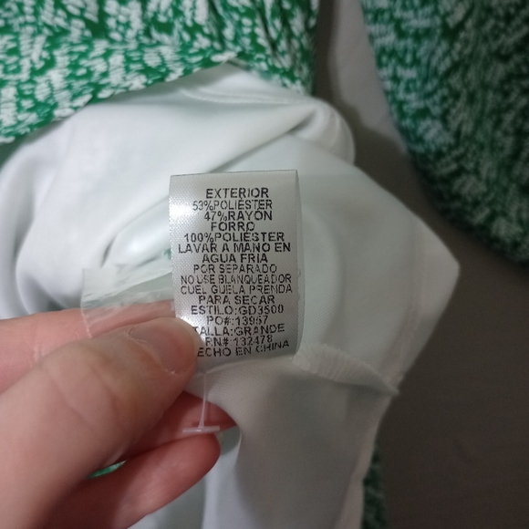 Glam Dress Womens L Fit & Flare Peasant Chiffon Cottagecore Green White Modest - Picture 4 of 6